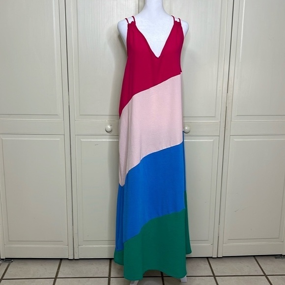 GIBSONLOOK Color Block Maxi Shift Dress Size M - Picture 2 of 8